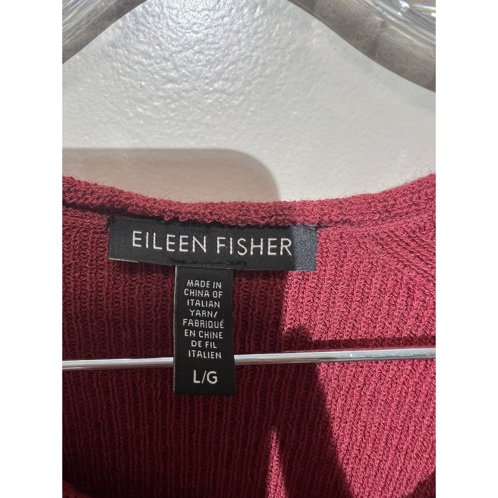 Eileen Fisher 100% Laine Wool Knit Tunic Sweater Size Large V-Neck Long Sleeve - Picture 5 of 7